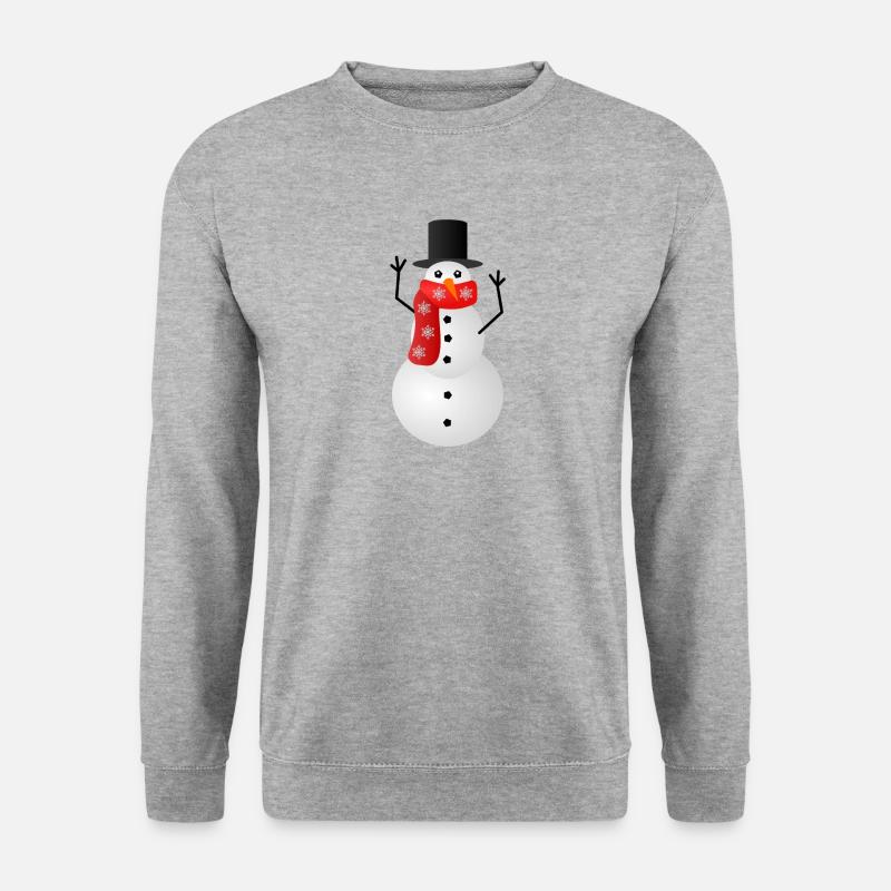 Weihnachtspullover - Schneemann - Unisex Pullover - Weißgrau meliert