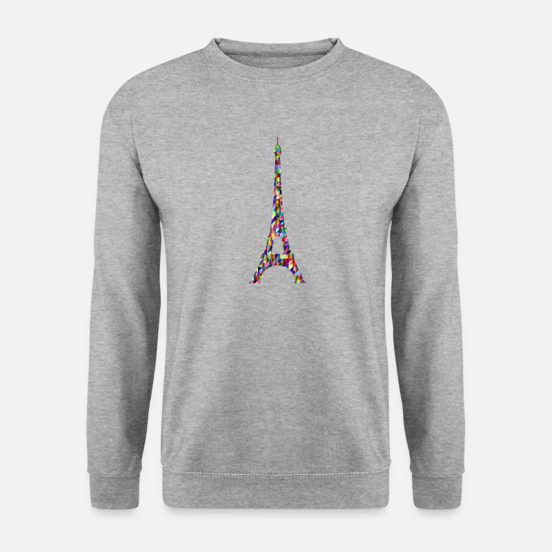 Eiffelturm Regenbogen - Unisex Pullover - Weißgrau meliert