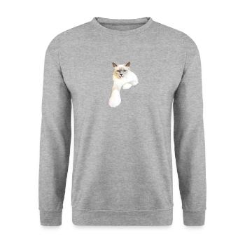 Chat pneu langue - Sweat-shirt Unisexe - gris chiné - Devant - Alina (178cm) & Michal (187cm)