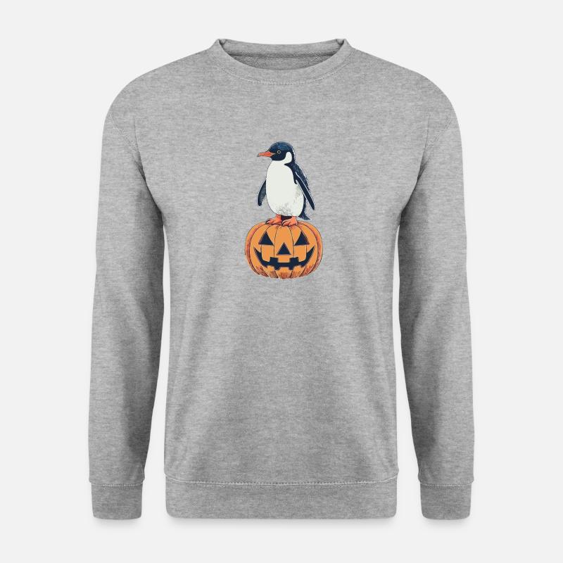 Halloween Penguin Pumpkin Design - Unisex Sweatshirt - salt & pepper