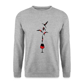 WINE WINE GLASS RED WINE - Unisex Sweatshirt - salt & pepper - Front - Alina (178cm) & Michal (187cm)