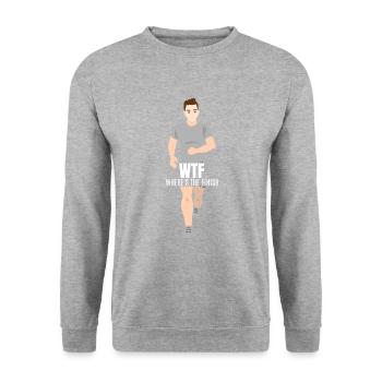 WTF Wo ist das Ziel - Running Runner - Unisex Pullover - Weißgrau meliert - Vorne - Alina (178cm) & Michal (187cm)