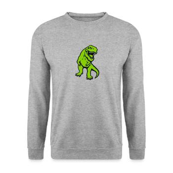 T-Rex - Unisex Pullover - Weißgrau meliert - Vorne - Alina (178cm) & Michal (187cm)