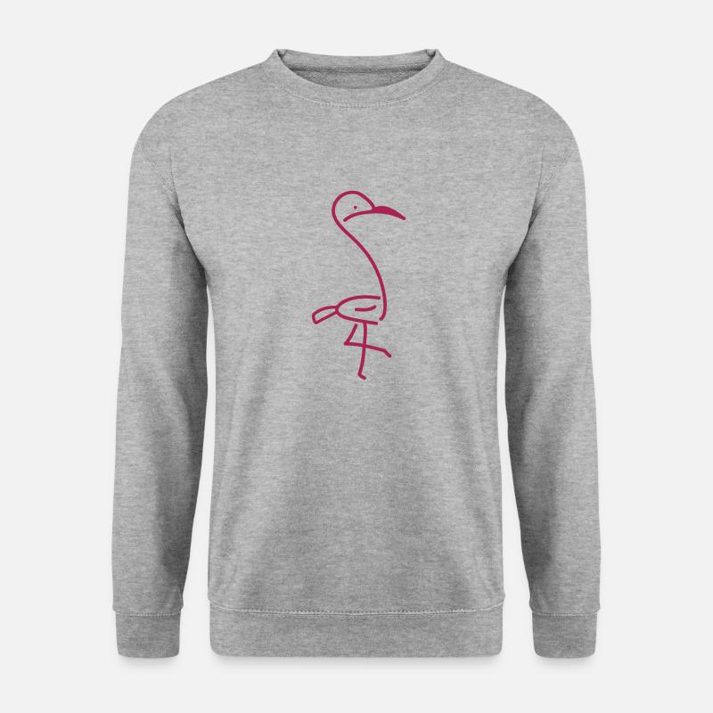 Flamingo - Line - Unisex Pullover - Weißgrau meliert
