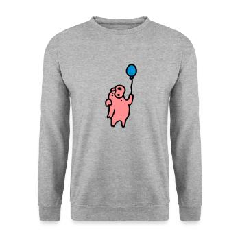 Pig + ballon à air 3 - Sweat-shirt Unisexe - gris chiné - Devant - Alina (178cm) & Michal (187cm)