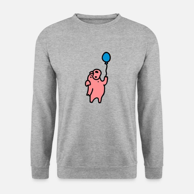 Schwein + Luftballon 3 - Unisex Pullover - Weißgrau meliert