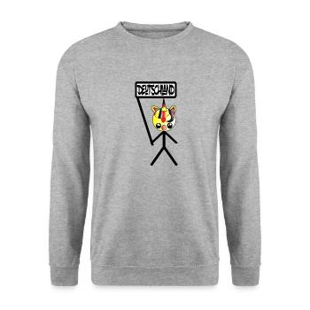 Lustiges Strichmännchen, Fußball Fan , Deutschland - Unisex Pullover - Weißgrau meliert - Vorne - Alina (178cm) & Michal (187cm)