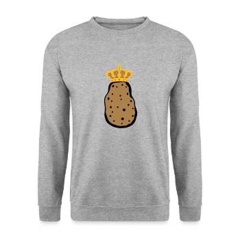 krone koenig koenigin prinzessin prinz herrscher k - Unisex Pullover - Weißgrau meliert - Vorne - Alina (178cm) & Michal (187cm)