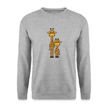 2 Giraffes Mom Daddy Family Young Child Animals - Unisex Sweatshirt - salt & pepper - Front - Alina (178cm) & Michal (187cm)