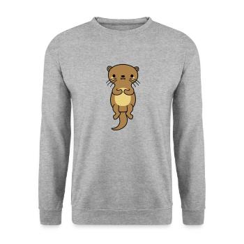 netter schwimmender otter - Unisex Pullover - Weißgrau meliert - Vorne - Alina (178cm) & Michal (187cm)