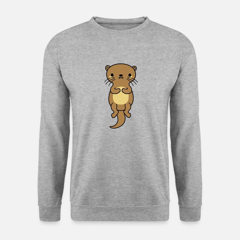 netter schwimmender otter - Unisex Pullover - Weißgrau meliert