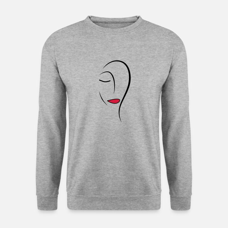 Face de dessin au trait - Sweat-shirt Unisexe - gris chiné