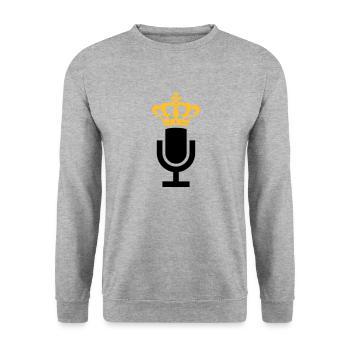 King Mikrofon Icon - Unisex Pullover - Weißgrau meliert - Vorne - Alina (178cm) & Michal (187cm)