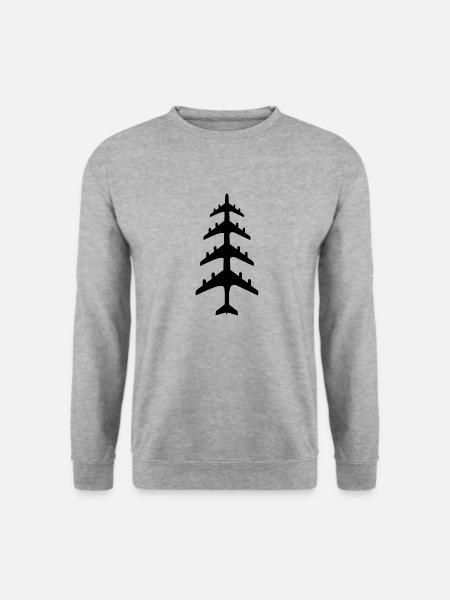 Weihnachtsbaum aus Flugzeugen - Unisex Pullover - Weißgrau meliert