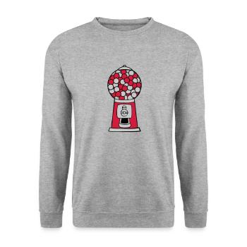 Kaugummi Spender Automat - Unisex Pullover - Weißgrau meliert - Vorne - Alina (178cm) & Michal (187cm)