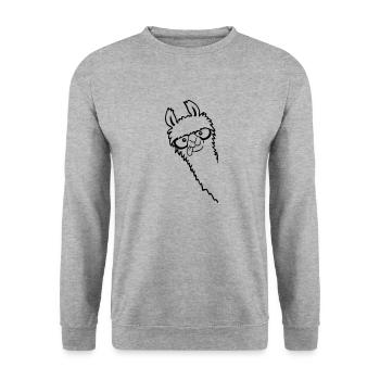 Lunettes en corne Nerd Lama - Sweat-shirt Unisexe - gris chiné - Devant - Alina (178cm) & Michal (187cm)