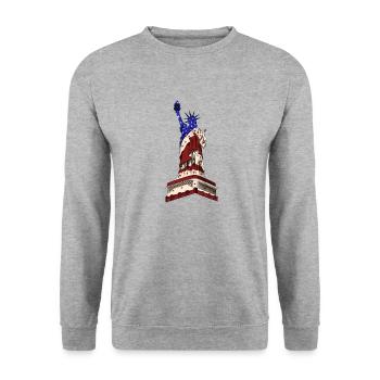 Statue Of Liberty - Unisex Sweatshirt - salt & pepper - Front - Alina (178cm) & Michal (187cm)