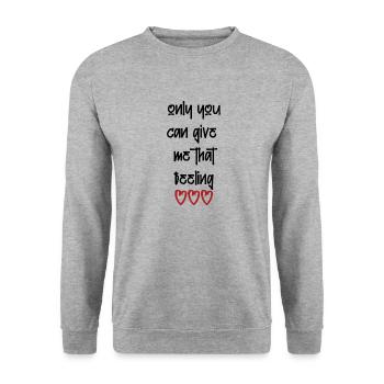 love love Saint-Valentin en amour Dicton anglais - Sweat-shirt Unisexe - gris chiné - Devant - Alina (178cm) & Michal (187cm)