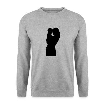 Mutter - Unisex Pullover - Weißgrau meliert - Vorne - Alina (178cm) & Michal (187cm)