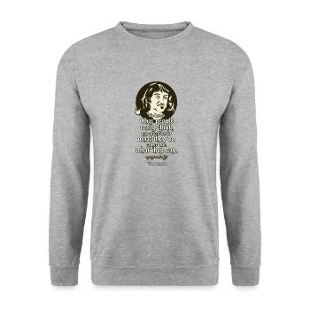 Descartes Quote What People Do and Think - Unisex Sweatshirt - salt & pepper - Front - Alina (178cm) & Michal (187cm)