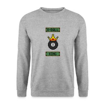 Retro 8-Bit 8-Ball King - Unisex Sweatshirt - salt & pepper - Front - Alina (178cm) & Michal (187cm)