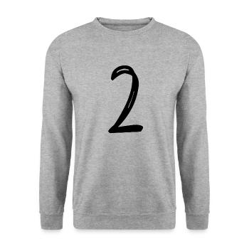 2 JAHRE. 2. JUBILÄUM. GEBURTSTAG 2 JAHRE. ZWEI - Unisex Pullover - Weißgrau meliert - Vorne - Alina (178cm) & Michal (187cm)