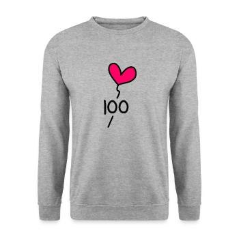 100 JAHRE. 100-jähriges Jubiläum. GEBURTSTAG 100 JAHRE. - Unisex Pullover - Weißgrau meliert - Vorne - Alina (178cm) & Michal (187cm)