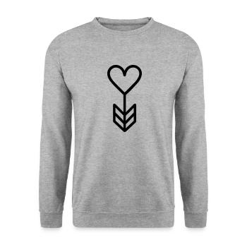 Herz-Pfeil - Unisex Pullover - Weißgrau meliert - Vorne - Alina (178cm) & Michal (187cm)