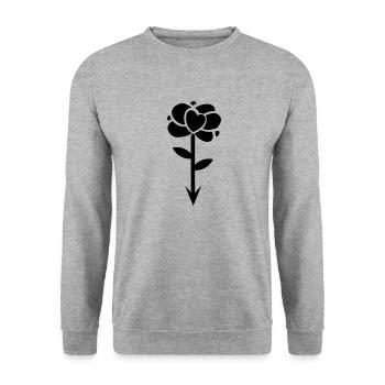 Herz-Pfeil - Unisex Pullover - Weißgrau meliert - Vorne - Alina (178cm) & Michal (187cm)