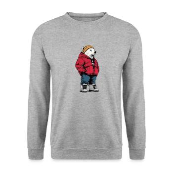 Polar Bear Fashion Winter - Unisex Sweatshirt - salt & pepper - Front - Alina (178cm) & Michal (187cm)