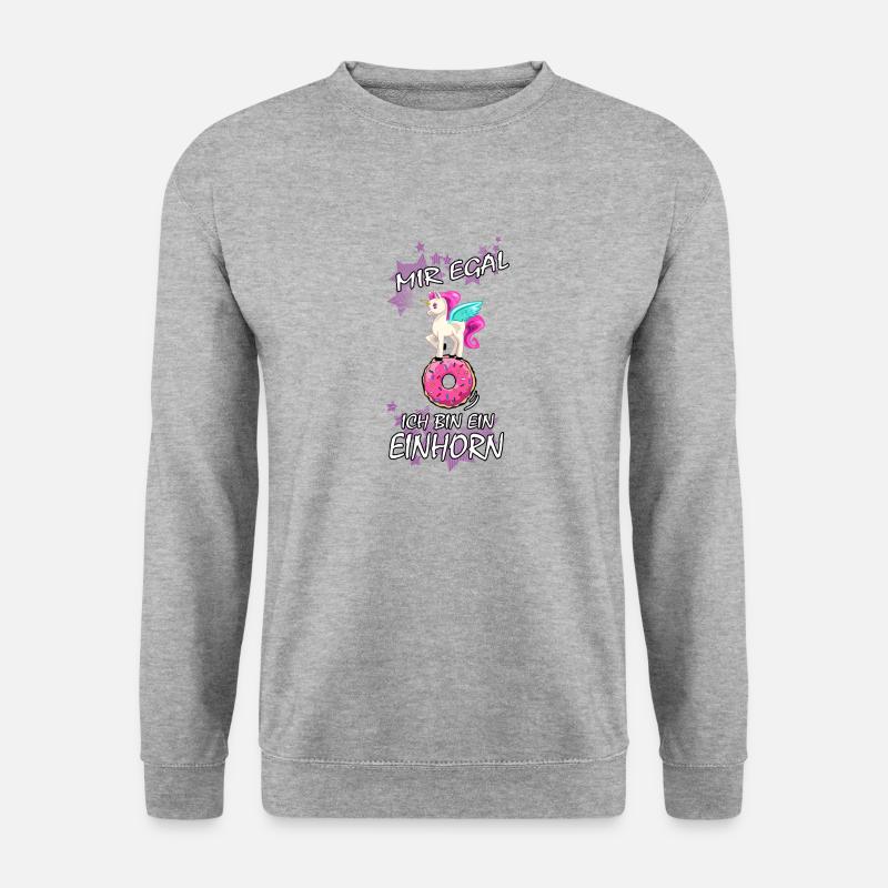 Einhorn : Mir egal ich bin ein Einhorn - Unisex Pullover - Weißgrau meliert