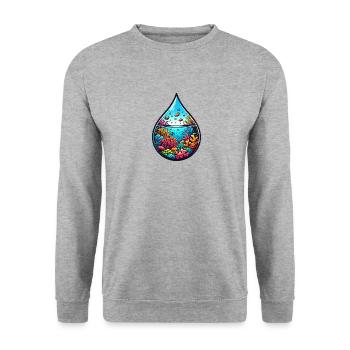 Ocean of water drops - Unisex Sweatshirt - salt & pepper - Front - Alina (178cm) & Michal (187cm)