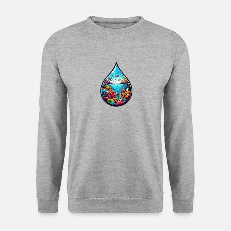 Wassertropfenozean - Unisex Pullover - Weißgrau meliert