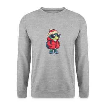 Schildkröte Cool Comic - Unisex Pullover - Weißgrau meliert - Vorne - Alina (178cm) & Michal (187cm)