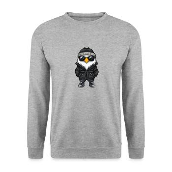 Adler Cool Comic - Unisex Pullover - Weißgrau meliert - Vorne - Alina (178cm) & Michal (187cm)