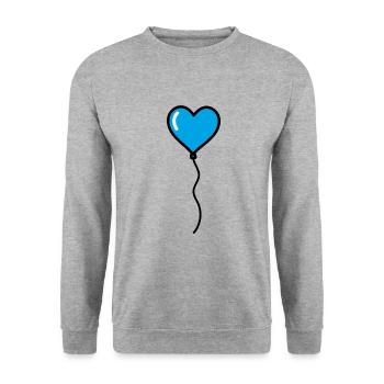 Luftballon Herz Valentinstag 2023 Geschenk - Unisex Pullover - Weißgrau meliert - Vorne - Alina (178cm) & Michal (187cm)