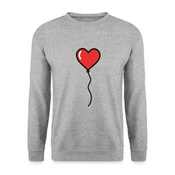 Luftballon Herz Valentinstag 2023 Geschenk - Unisex Pullover - Weißgrau meliert - Vorne - Alina (178cm) & Michal (187cm)