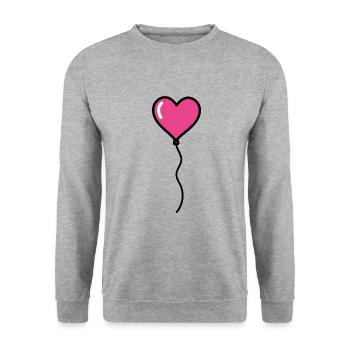 Luftballon Herz Valentinstag 2023 Geschenk - Unisex Pullover - Weißgrau meliert - Vorne - Alina (178cm) & Michal (187cm)