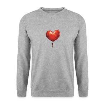 Fille avec ballon coeur géant - Sweat-shirt Unisexe - gris chiné - Devant - Alina (178cm) & Michal (187cm)