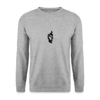 Korsischer Moorkopf - Unisex Pullover - Weißgrau meliert - Vorne - Alina (178cm) & Michal (187cm)