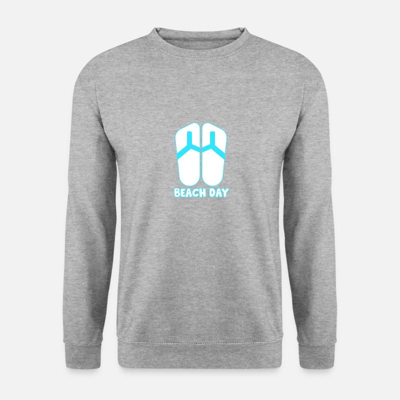 Beach Day weiß/blau - Unisex Pullover - Weißgrau meliert