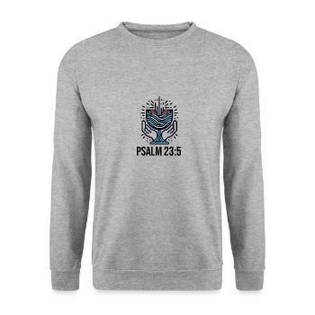 Calice débordant Psaume 23 :5 Chrétien - Sweat-shirt Unisexe - gris chiné - Devant - Alina (178cm) & Michal (187cm)