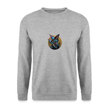 schmetterlinge,pailletten,gold,metallisch, - Unisex Pullover - Weißgrau meliert - Vorne - Alina (178cm) & Michal (187cm)