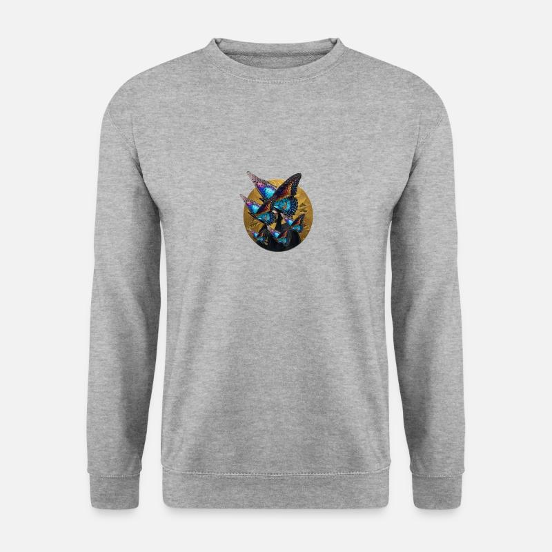 schmetterlinge,pailletten,gold,metallisch, - Unisex Pullover - Weißgrau meliert