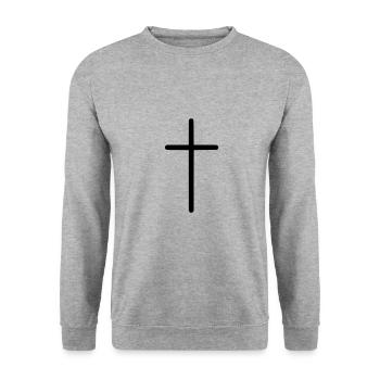 Cross Emoji Sketch Dessin Noir - Sweat-shirt Unisexe - gris chiné - Devant - Alina (178cm) & Michal (187cm)