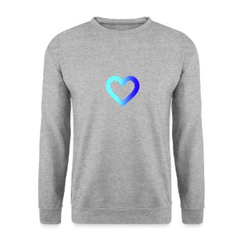 blaues Herz - Unisex Pullover - Weißgrau meliert - Vorne - Alina (178cm) & Michal (187cm)
