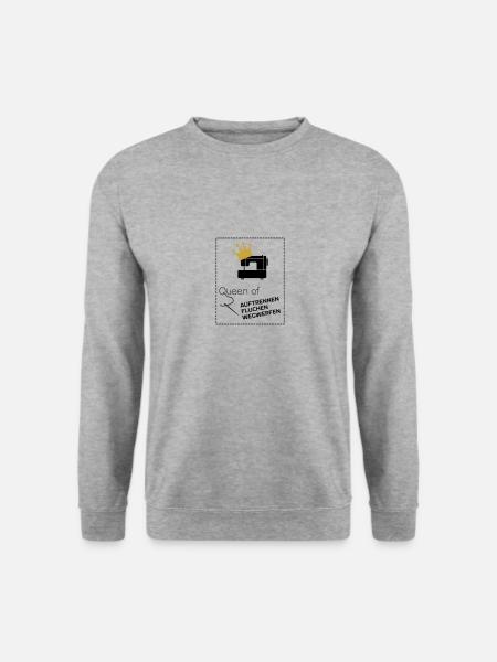 Queen of Nähmaschine - Unisex Pullover - Weißgrau meliert