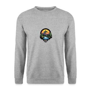 Berge Kompass - Unisex Pullover - Weißgrau meliert - Vorne - Alina (178cm) & Michal (187cm)
