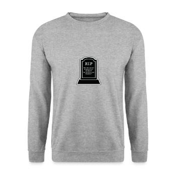 Was steht auf dem Grabstein eines chemikers - Unisex Pullover - Weißgrau meliert - Vorne - Alina (178cm) & Michal (187cm)