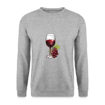 Wine Glass Grapes Wine - Unisex Sweatshirt - salt & pepper - Front - Alina (178cm) & Michal (187cm)